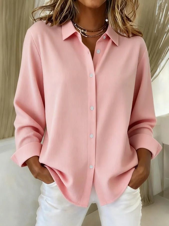 Aurelie | Roze Elegante Knoopblouse