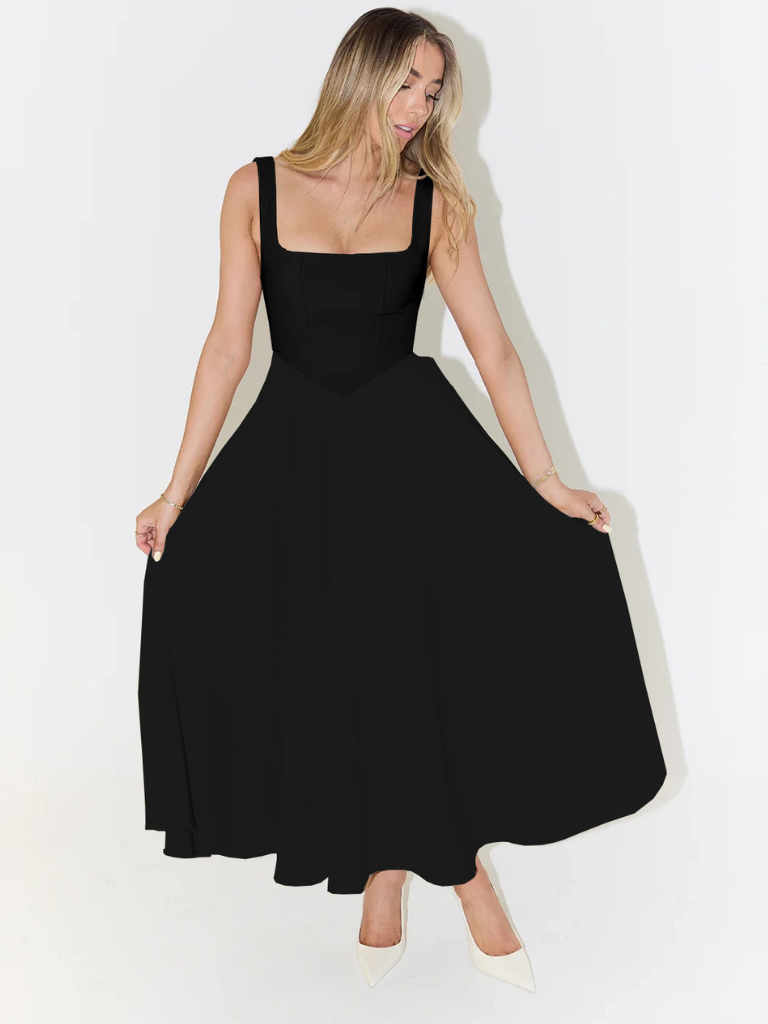 Julia | Elegante midi-jurk met vierkante hals