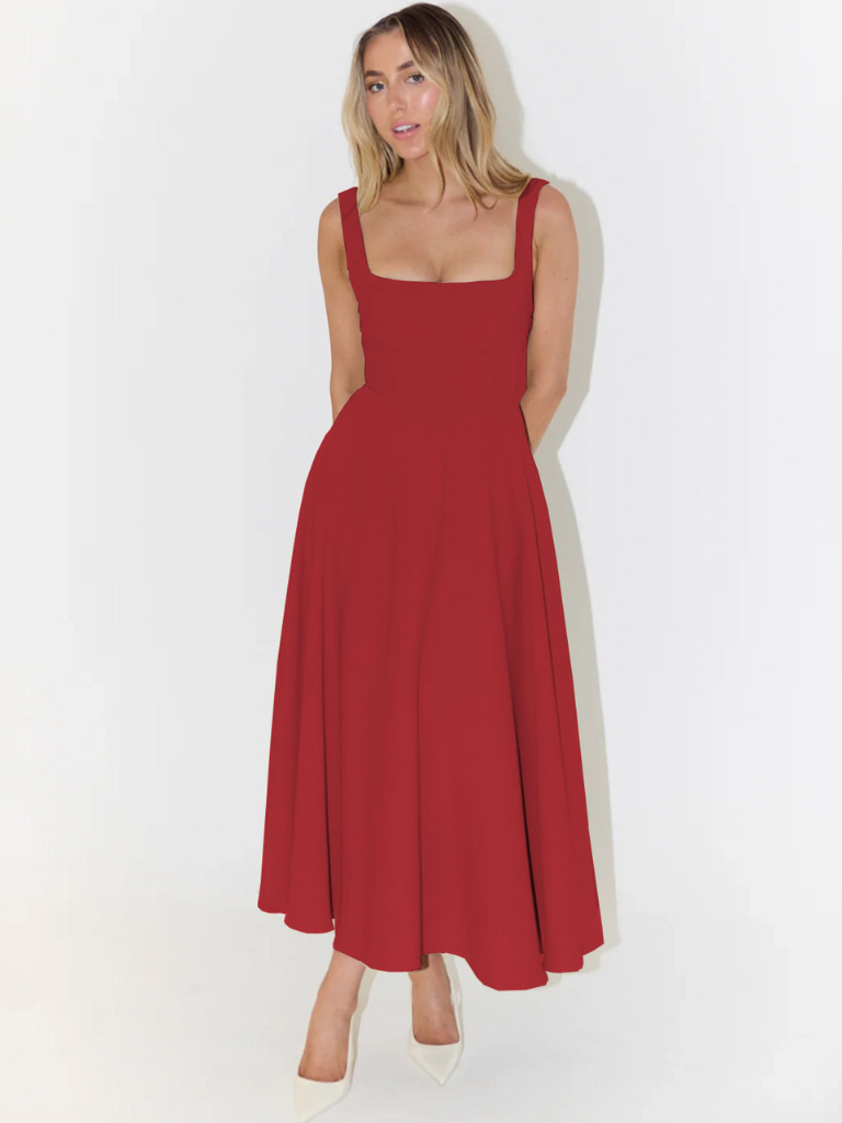Julia | Elegante midi-jurk met vierkante hals