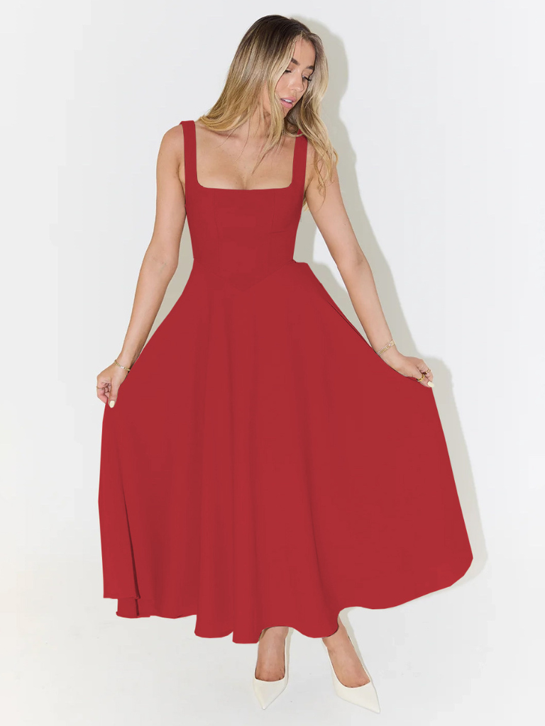 Julia | Elegante midi-jurk met vierkante hals