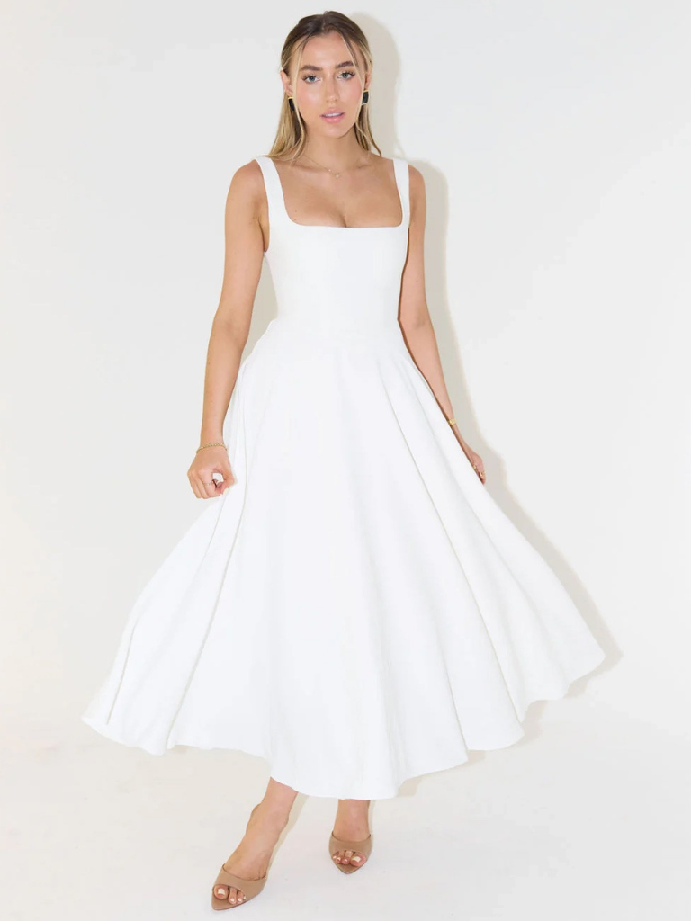 Julia | Elegante midi-jurk met vierkante hals
