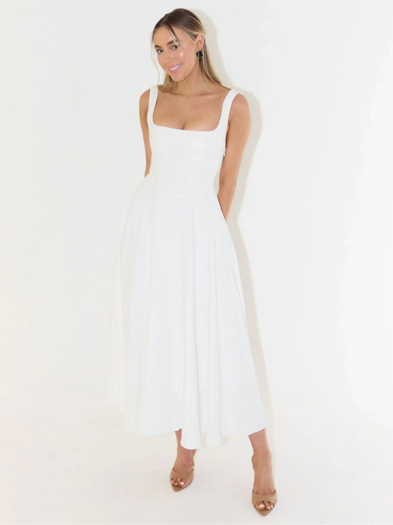Julia | Elegante midi-jurk met vierkante hals