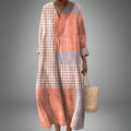 Nora™ – Patchwork midi-jurk met koraal- en sterrenmotief