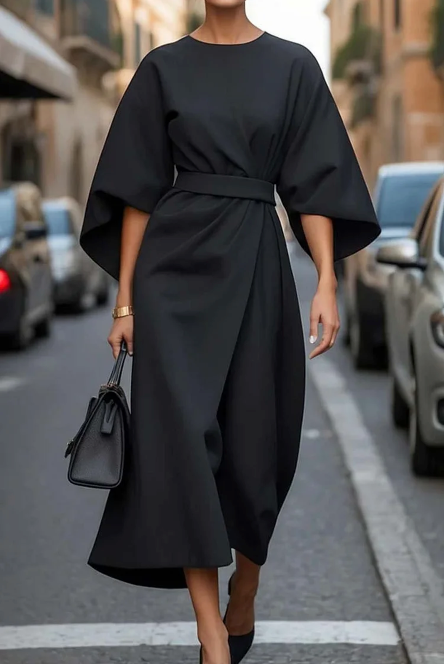 Rome™ – Tijdloos elegante jurk met lampionmouwen