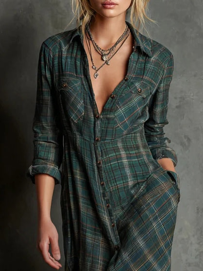 Devine™ – Lange jurk met groene ruit