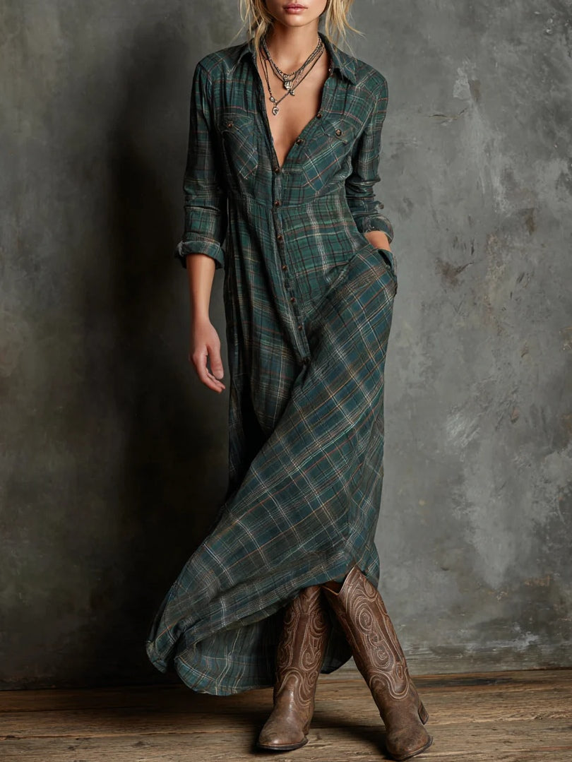 Devine™ – Lange jurk met groene ruit
