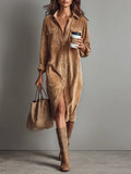 Jessy™ – Elegante midi-jurk van zacht corduroy met borstzakken