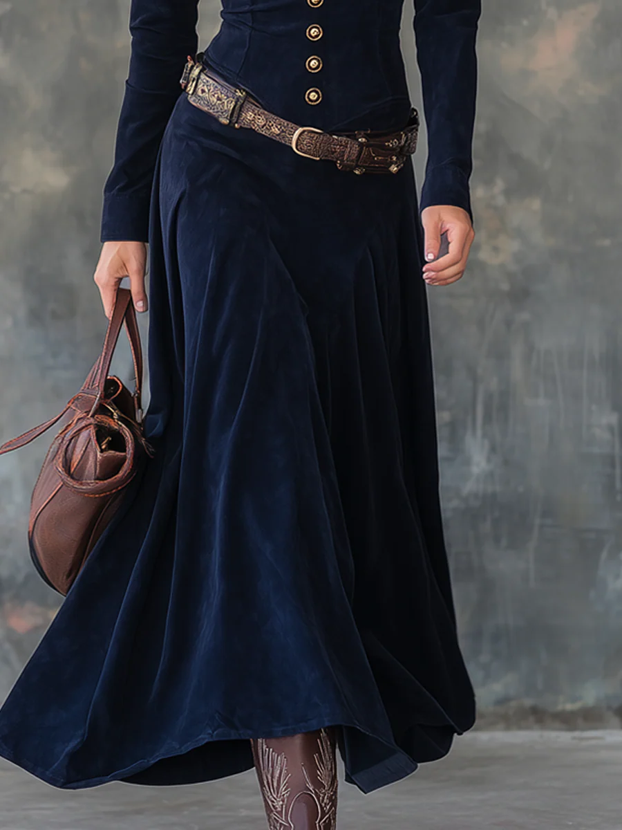 Robie™ – Elegante maxi-jurk in luxe suedine-look, inclusief riem