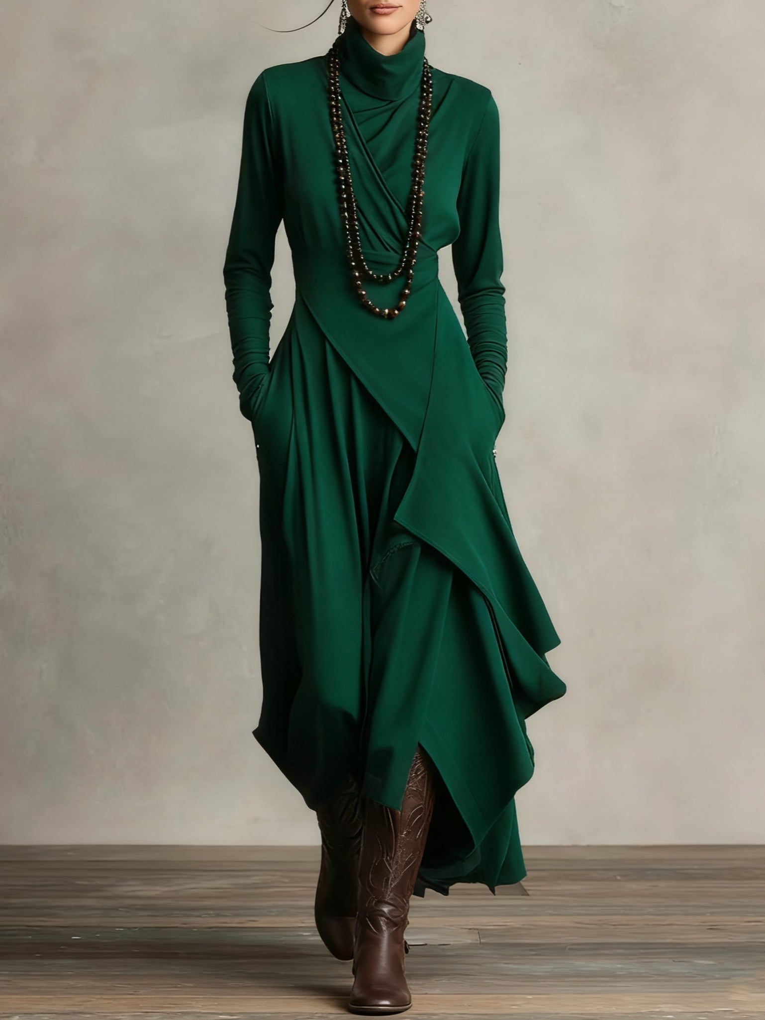 Moya™ – Elegante maxi-jurk met col