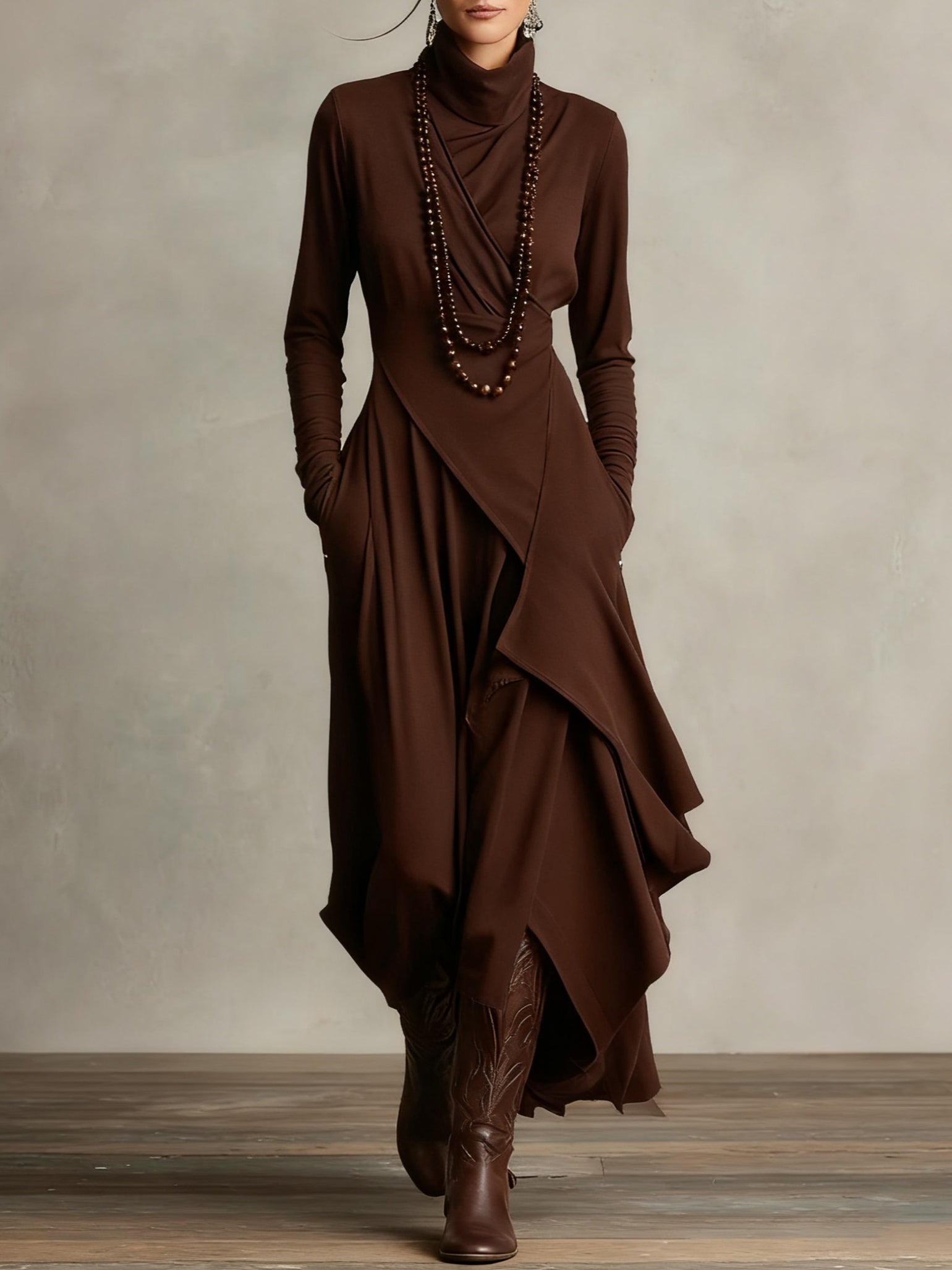 Moya™ – Elegante maxi-jurk met col