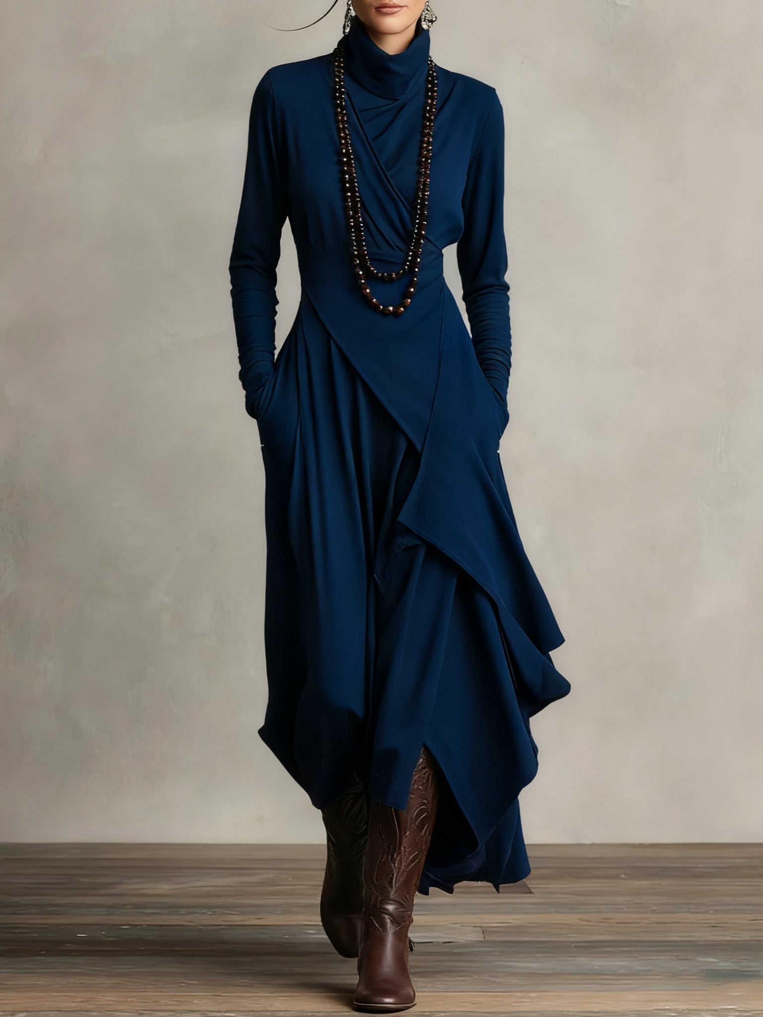 Moya™ – Elegante maxi-jurk met col