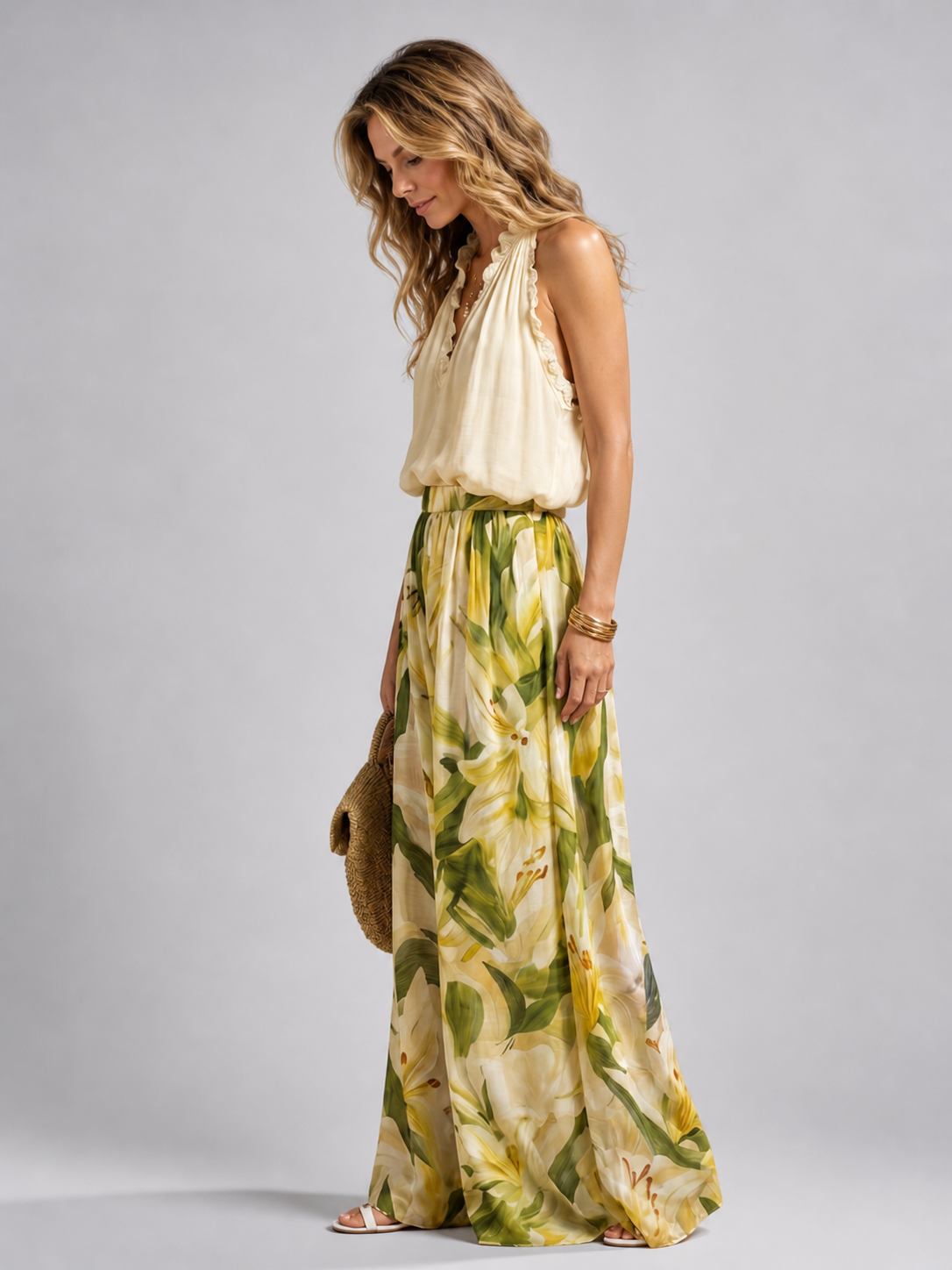 Yvonne | Tweedelige set met bloemenprint