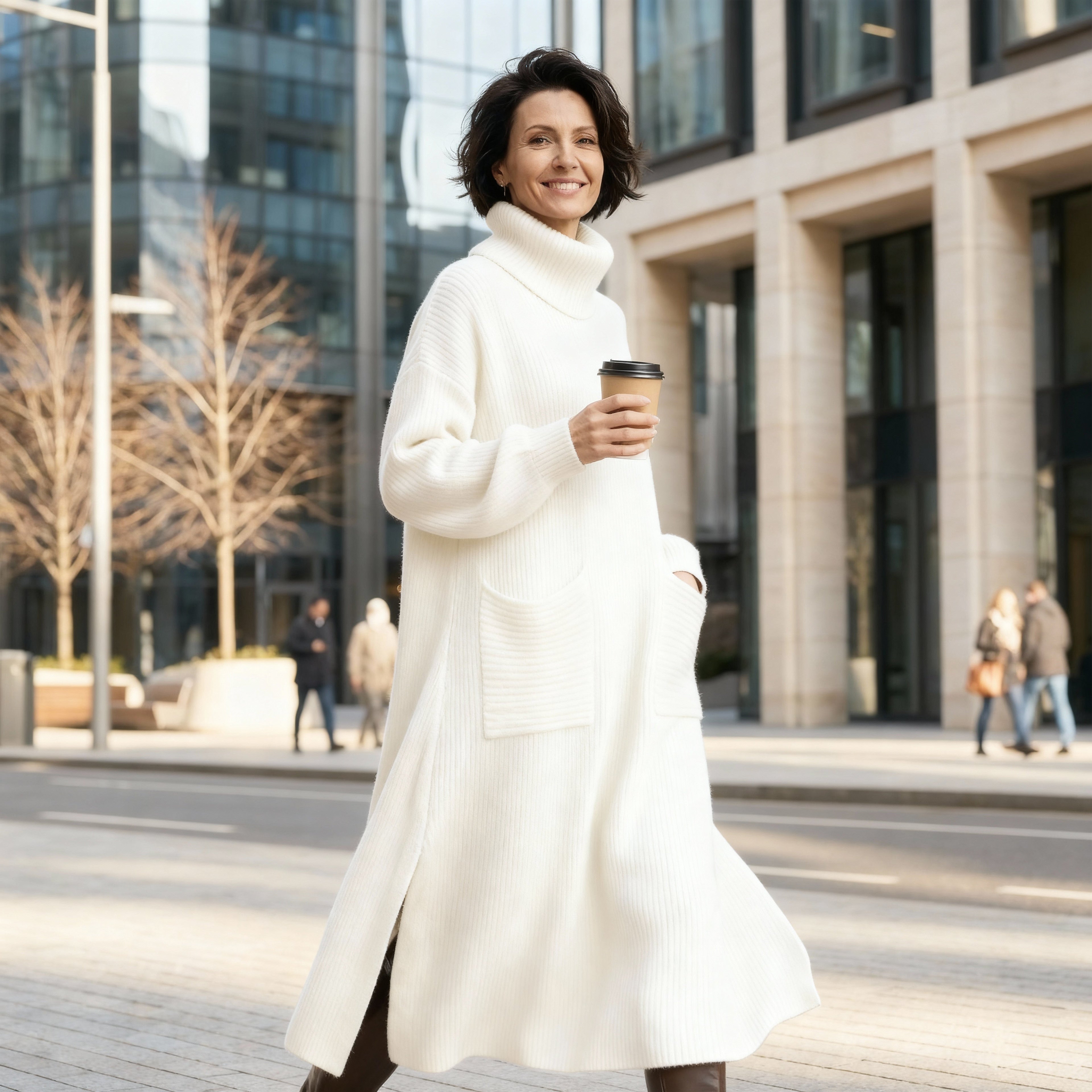Glenda™ – Oversized gebreide jurk met col voor dames