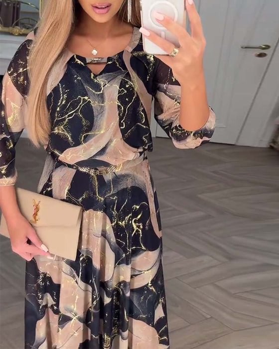 Verelle™ – Elegante jurk met print en driekwartmouwen