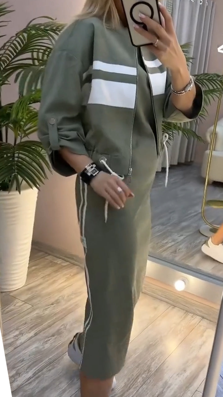 Feyra™ – Casual en stijlvolle set met jurk met ronde hals en jasje