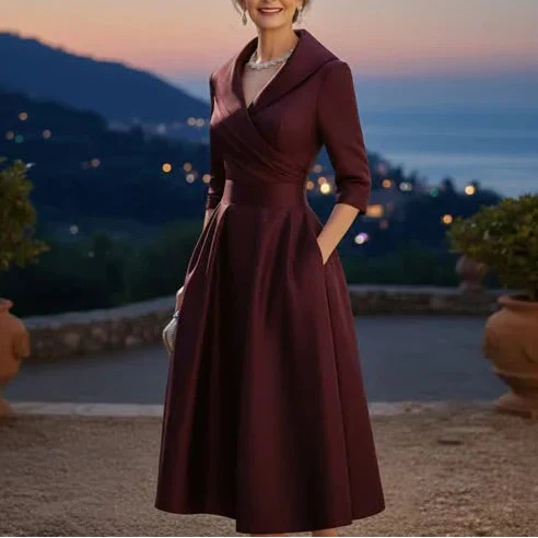 Lea™ – Elegante midi-jurk met subtiele glans