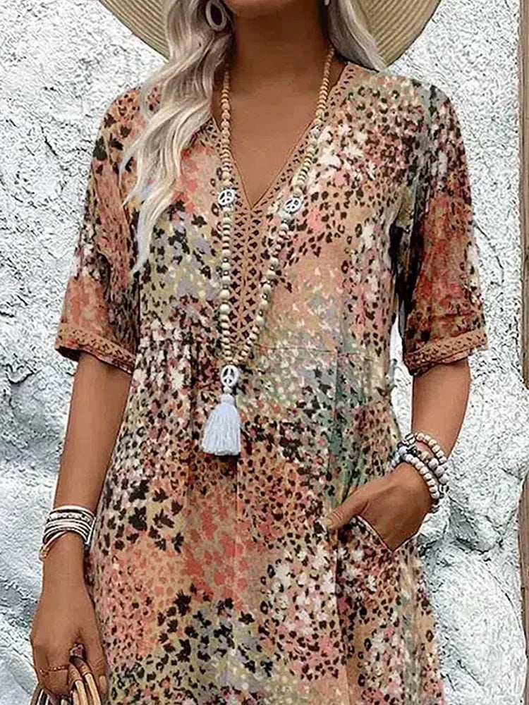 Liviane | Lichte midi-jurk met V-hals