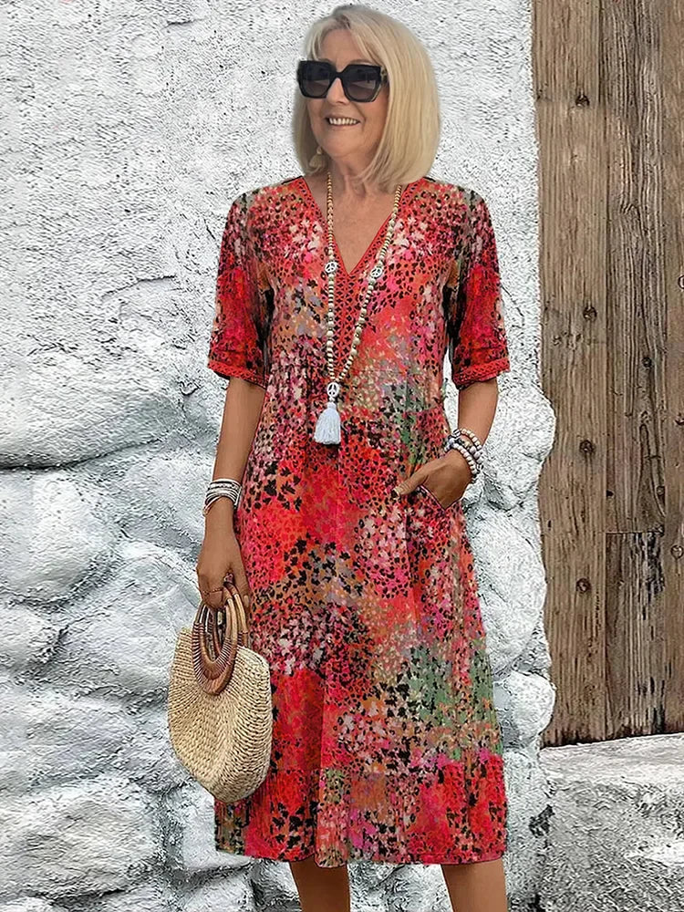 Liviane | Lichte midi-jurk met V-hals