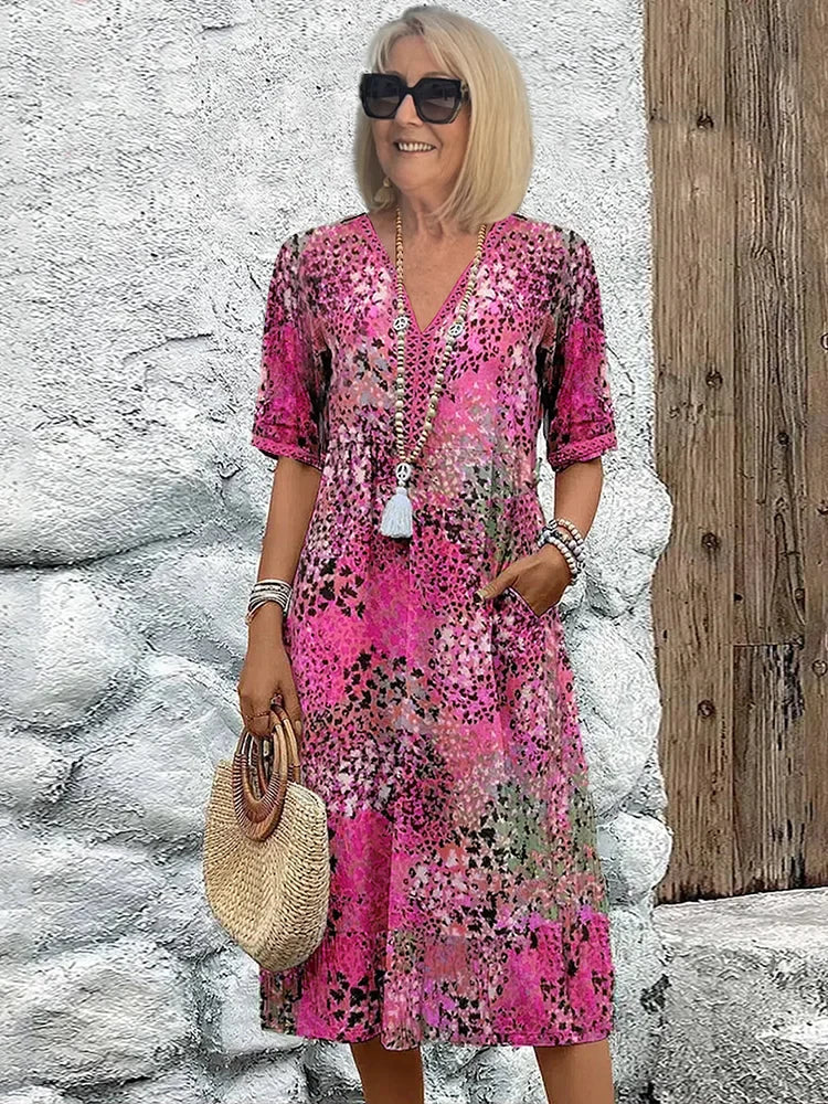 Liviane | Lichte midi-jurk met V-hals