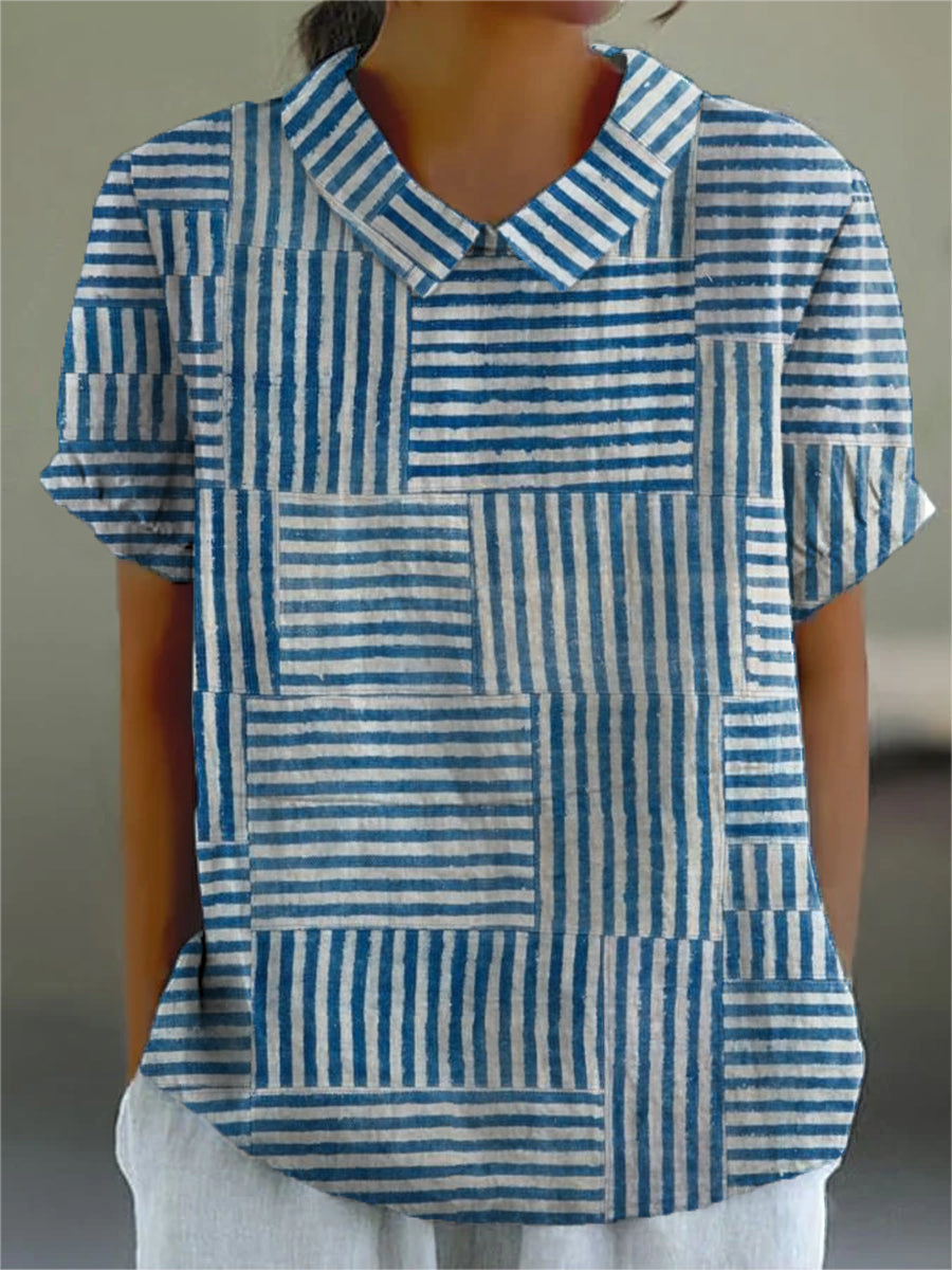 Amelia | Gestreept Patchwork Shirt