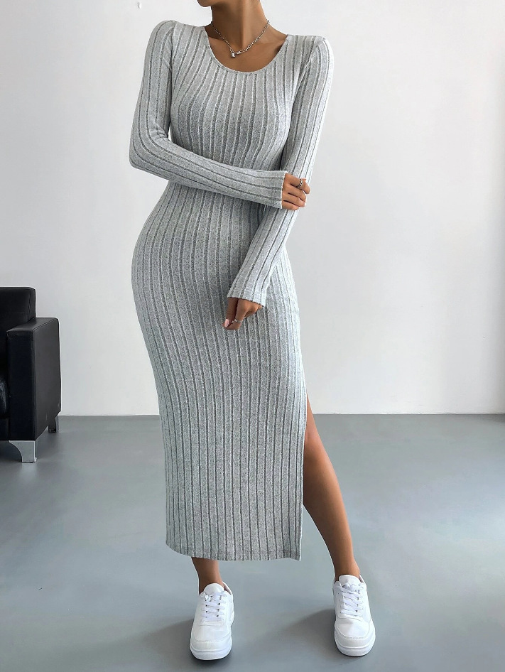 Luxe™ – Geribbelde bodycon jurk met lange mouwen