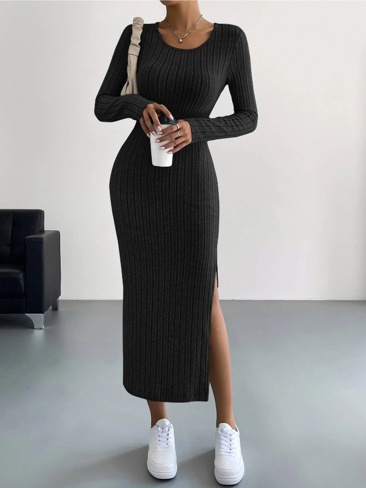 Luxe™ – Geribbelde bodycon jurk met lange mouwen