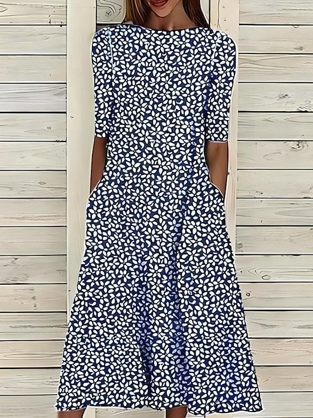 Sela™ – Zomerse midi-jurk met elegante bloemenprint